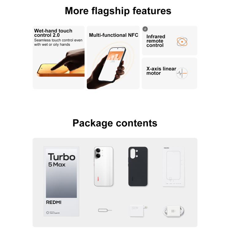 Xiaomi REDMI Turbo 5 Max, 12GB+512GB, 6.83 inch Xiaomi HyperOS 3 Dimensity 9500s Octa Core, NFC, Network: 5G (White)
