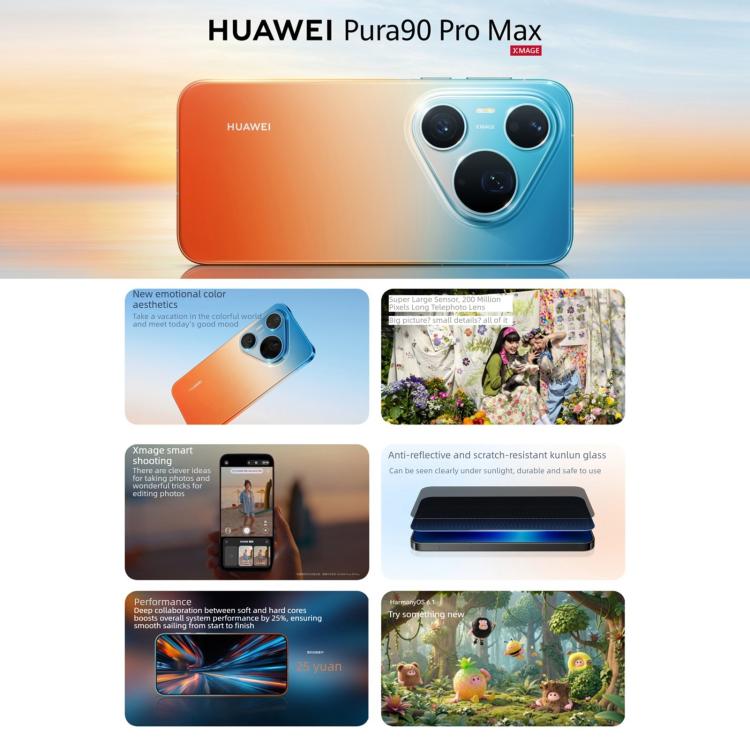HUAWEI Pura 90 Pro Max, 16GB+1TB, Side Fingerprint Identification, 6.9 inch HarmonyOS 6.1 Kirin 9030S, NFC, OTG, Not Support Google Play (Emerald)