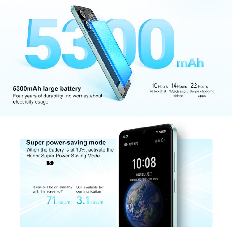 Honor Play 70C, 6GB+128GB, 6.75 inch MagicOS 9.0 Android 15 MediaTek Helio G81 Ultra Octa Core, Network: 4G, OTG (Silver)