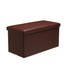 Faux Leather Storage Ottoman Storage Box With Lid Foldable - 76x38x38cm Rectangle - Brown