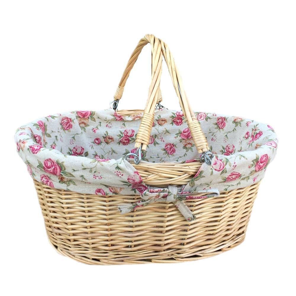 Red Hamper Medium Swing Handle Wicker Shopping Basket