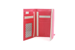 Genuine Soft Leather Purse RFID protection with contrast panel detailing - Watermelon & Ivory