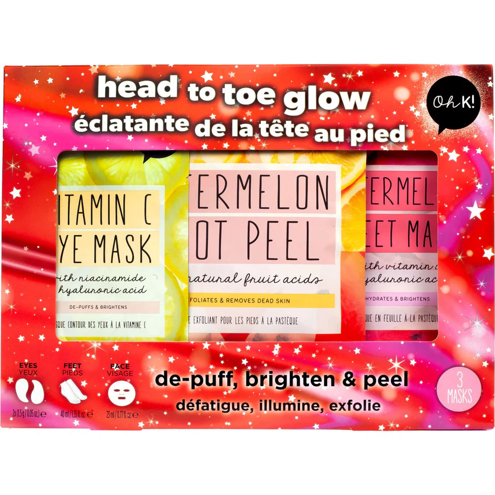 Oh K! Head to Toe Glow Set – Vitamin C & Watermelon Infused Biodegradable Masks for Brightening Main image