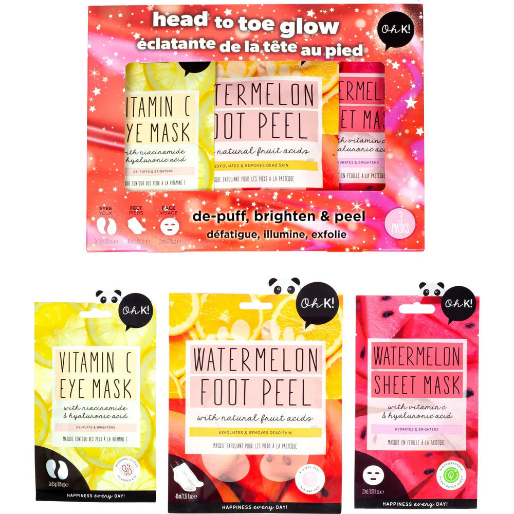 Oh K! Head to Toe Glow Set – Vitamin C & Watermelon Infused Biodegradable Masks for Brightening Secondary image