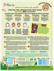 7th Heaven Face Food Born Free TimTom Orangutan Sheet Mask enriched with Banana and Coconut to Nourish, Hydrate and Revitalise your Skin