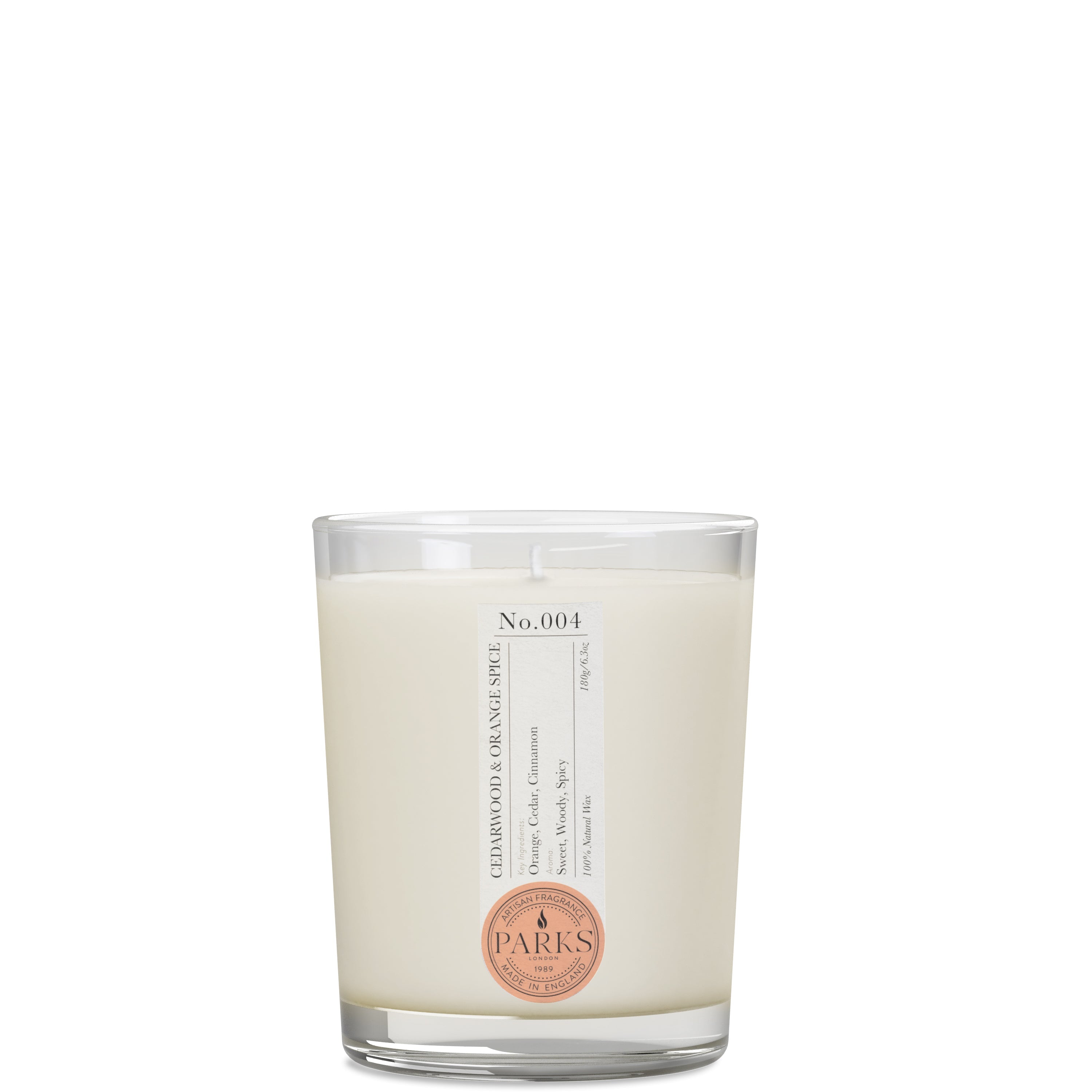 Parks London Home Collection Cedarwood and Orange Spice Candle 180g Main image