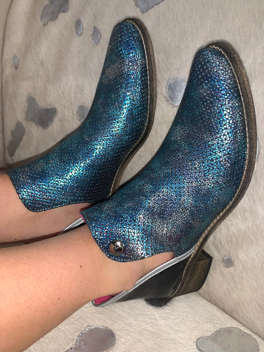 Zippette - Aqua blue ankle boot