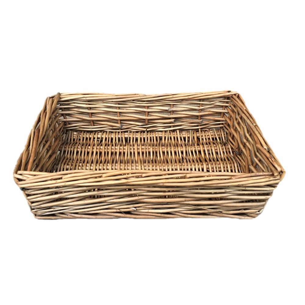 Antique Wash Rectangular Straight Sided Wicker Tray Secondary image