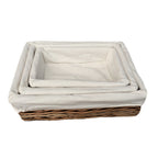 Red Hamper Lined Antique Wash Rectangular Straight Sided Wicker Tray