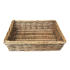 Antique Wash Rectangular Straight Sided Wicker Tray