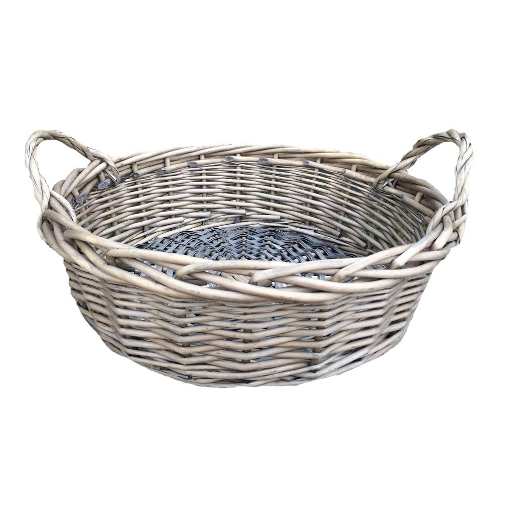 Large Round Antique Wash Display Wicker Tray Main image