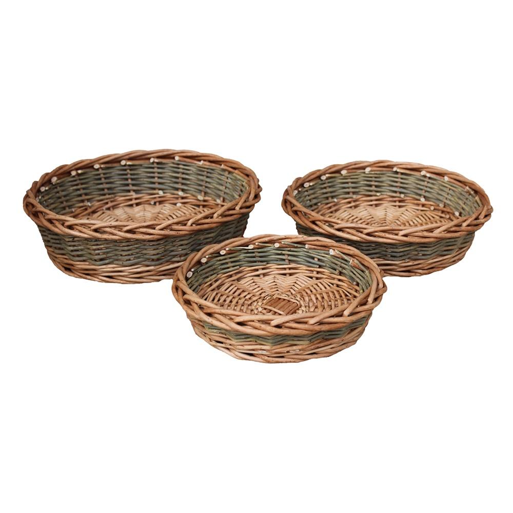 Red Hamper Unpeeled Willow Wicker Round Tray Main image