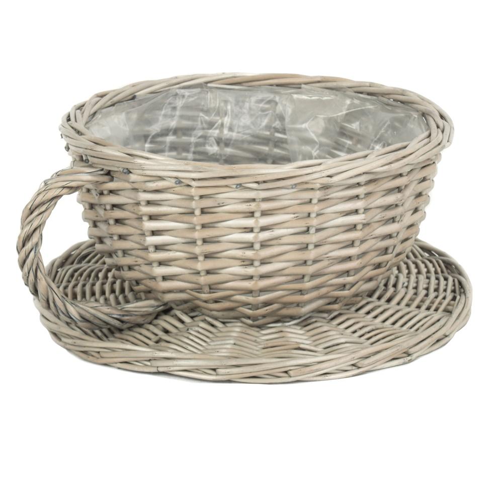 Antique Wash Tea Cup Wicker Basket Main image