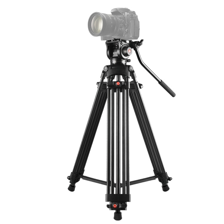 PULUZ Professional Heavy Duty Video Camcorder Aluminum Alloy Tripod with Fluid Drag Head for DSLR / SLR Camera, Adjustable Height: 80-160cm(Black) Main image