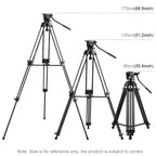 PULUZ Professional Heavy Duty Video Camcorder Aluminum Alloy Tripod with Fluid Drag Head for DSLR / SLR Camera, Adjustable Height: 80-160cm(Black)