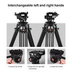 PULUZ Professional Heavy Duty Video Camcorder Aluminum Alloy Tripod with Fluid Drag Head for DSLR / SLR Camera, Adjustable Height: 80-160cm(Black)