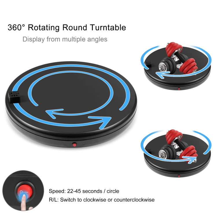 PULUZ 45cm Remote Control Adjusting Speed Rotating Turntable Display Stand with Power Socket, Black, Load 100kg(EU Plug)