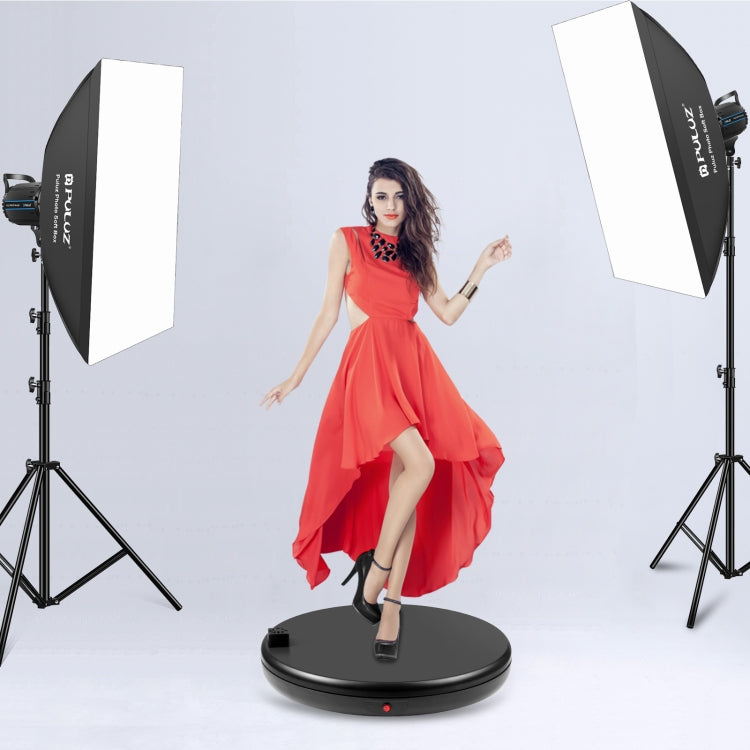 PULUZ 45cm Remote Control Adjusting Speed Rotating Turntable Display Stand with Power Socket, Black, Load 100kg(EU Plug)