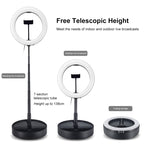 PULUZ 10.2 inch 26cm USB 3 Modes Dimmable Dual Color Temperature LED Curved Ring Vlogging Selfie Photography Video Lights with Bluetooth Remote Shutter & Folding Desktop Holder & Phone Clamp(Black)