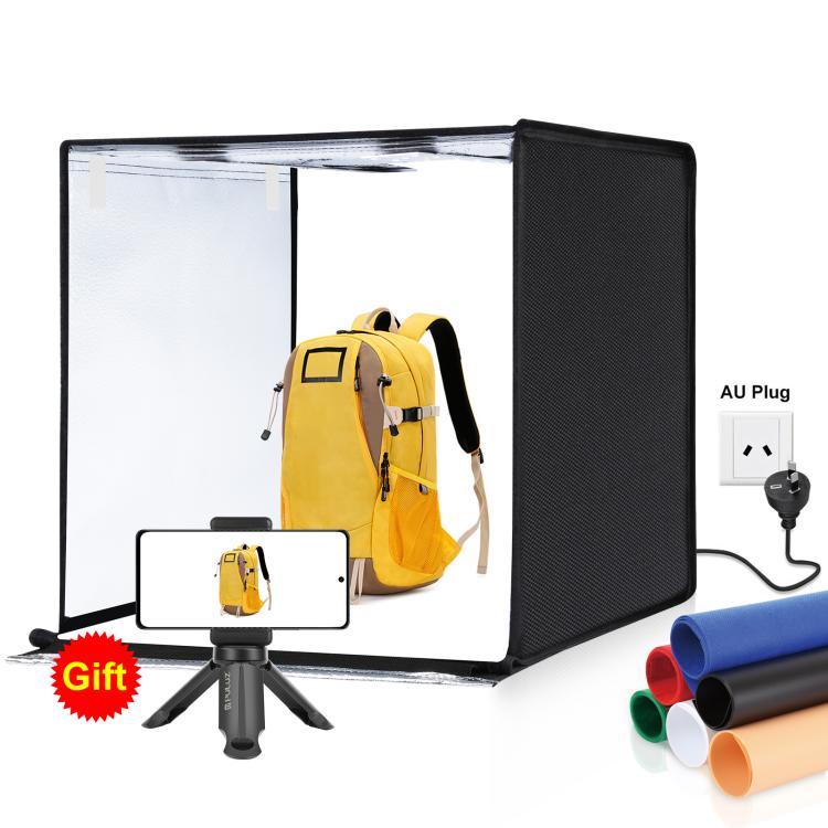 PULUZ Photo Studio Light Box Portable 60 x 60 x 60 cm Light Tent LED 5500K White Light Dimmable Mini 36W Photography Studio Tent Kit with 6 Removable Backdrops (Black Orange White Green Blue Red)(AU Plug) Main image