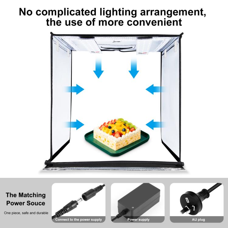 PULUZ Photo Studio Light Box Portable 60 x 60 x 60 cm Light Tent LED 5500K White Light Dimmable Mini 36W Photography Studio Tent Kit with 6 Removable Backdrops (Black Orange White Green Blue Red)(AU Plug)