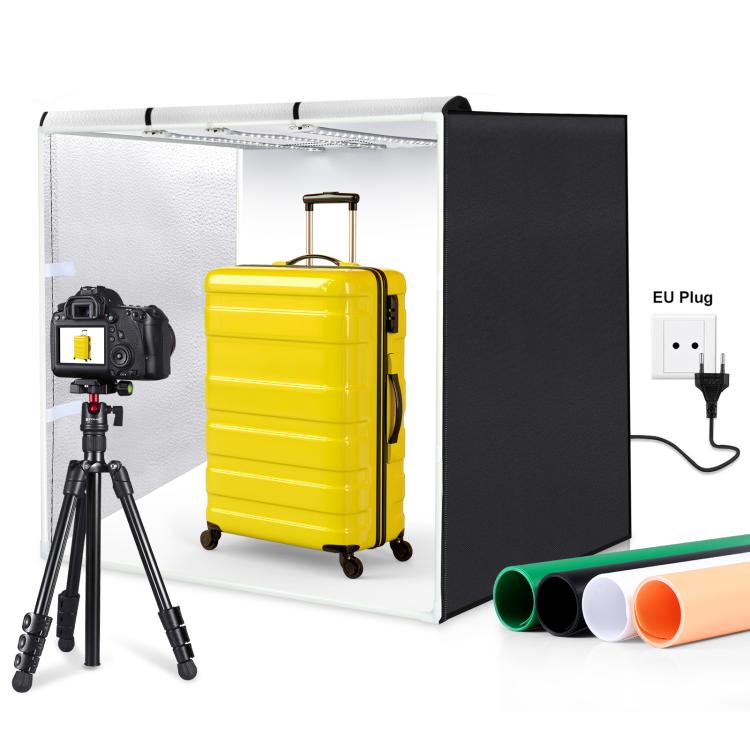 PULUZ 80cm Folding Portable 90W 14000LM High CRI White Light Photo Lighting Studio Shooting Tent Box Kit with 4 Colors Black, White, Orange, Green Backdrops (EU Plug) Main image