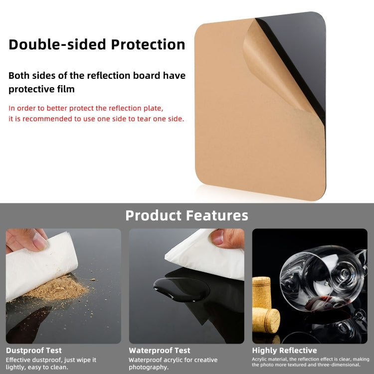 PULUZ 29cm Photography Acrylic Reflective Display Table Background Board(Black)