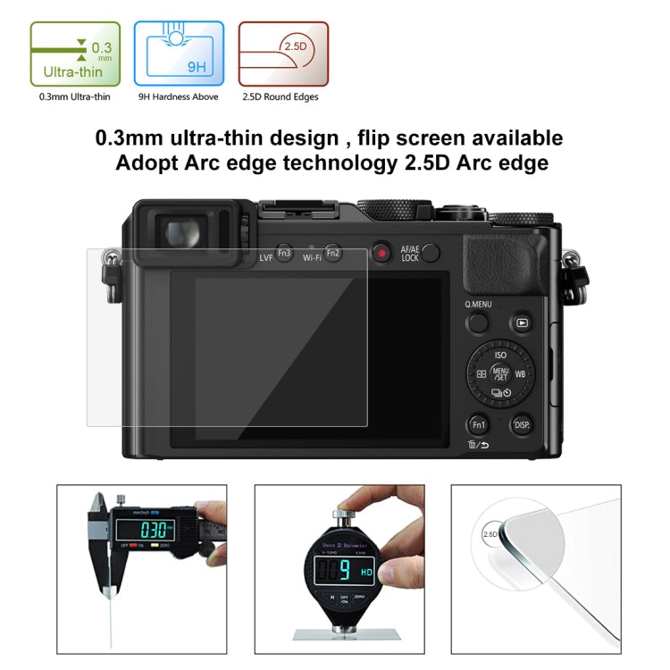 PULUZ 2.5D 9H Tempered Glass Film for Panasonic DMC-LX100, Compatible with Panasonic TX1 / TX2 / LX100II / LX100 / GF2 / GF3 / GF5 / GF6 / WEA / GM1 / FL1GK / GX7 / GF9 / GF8 / GF7 / GM1S / TZ70 / T ... X-E3, Nikon S2 / XS10, Casio ZS240 / ZS210 / ZS190
