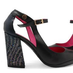 Pointure - Black/Grey Glitter high heel bar shoe - British D'sire