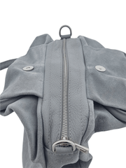 Italian Designer Soft Leather Suede Grab Handle with Zip in Grey
