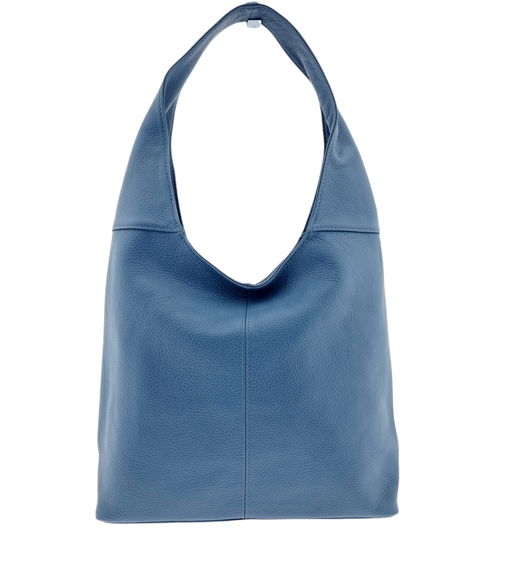 Italian Leather Plain Hobo Bag- Swolit Alessandra - Dusty Blue Secondary image
