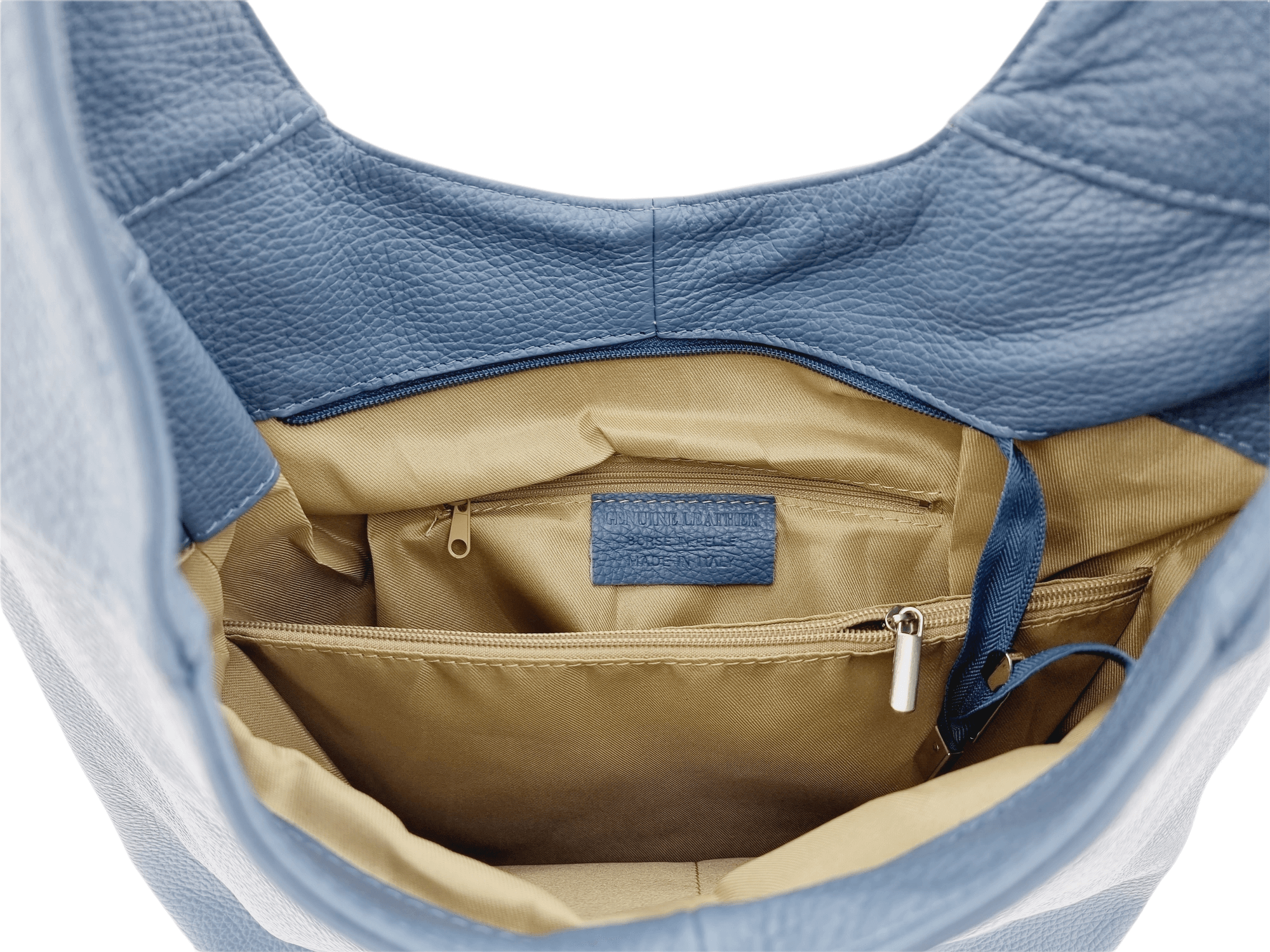 Italian Leather Plain Hobo Bag- Swolit Alessandra - Navy Main image