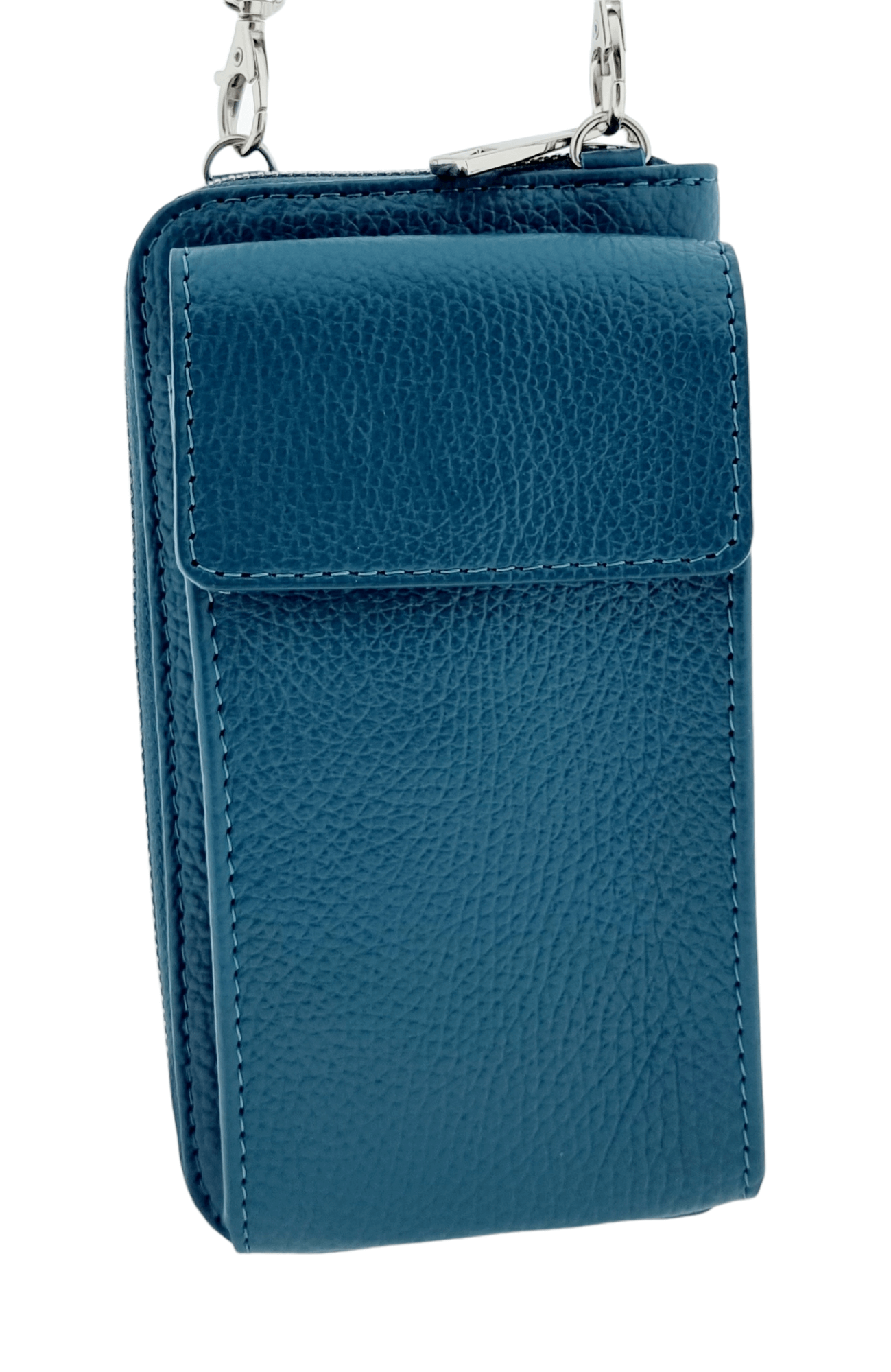 Italian Leather Cross Body Purse- Amy Teal Blue Main image