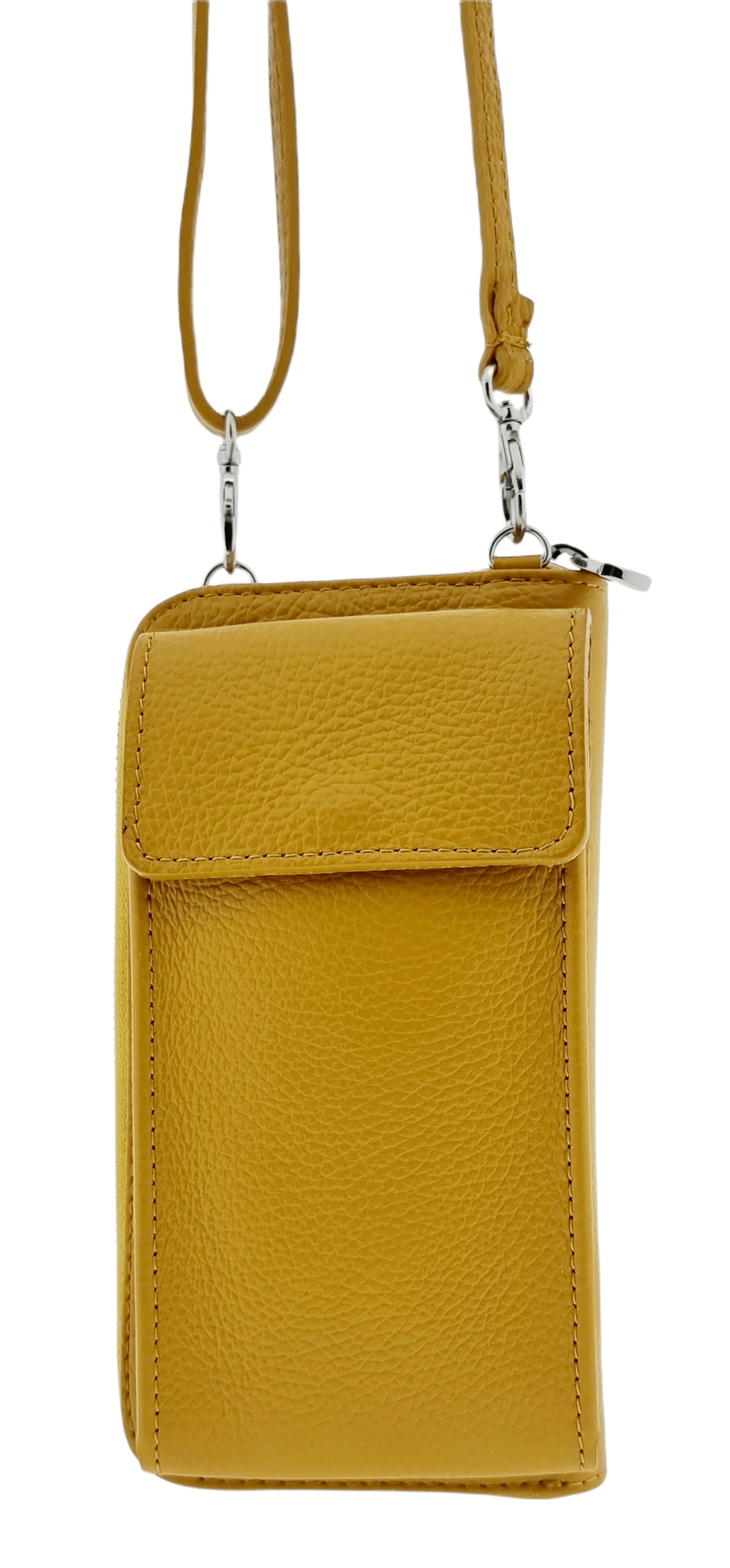 Italian Leather Cross Body Purse- Amy Mustard Secondary image