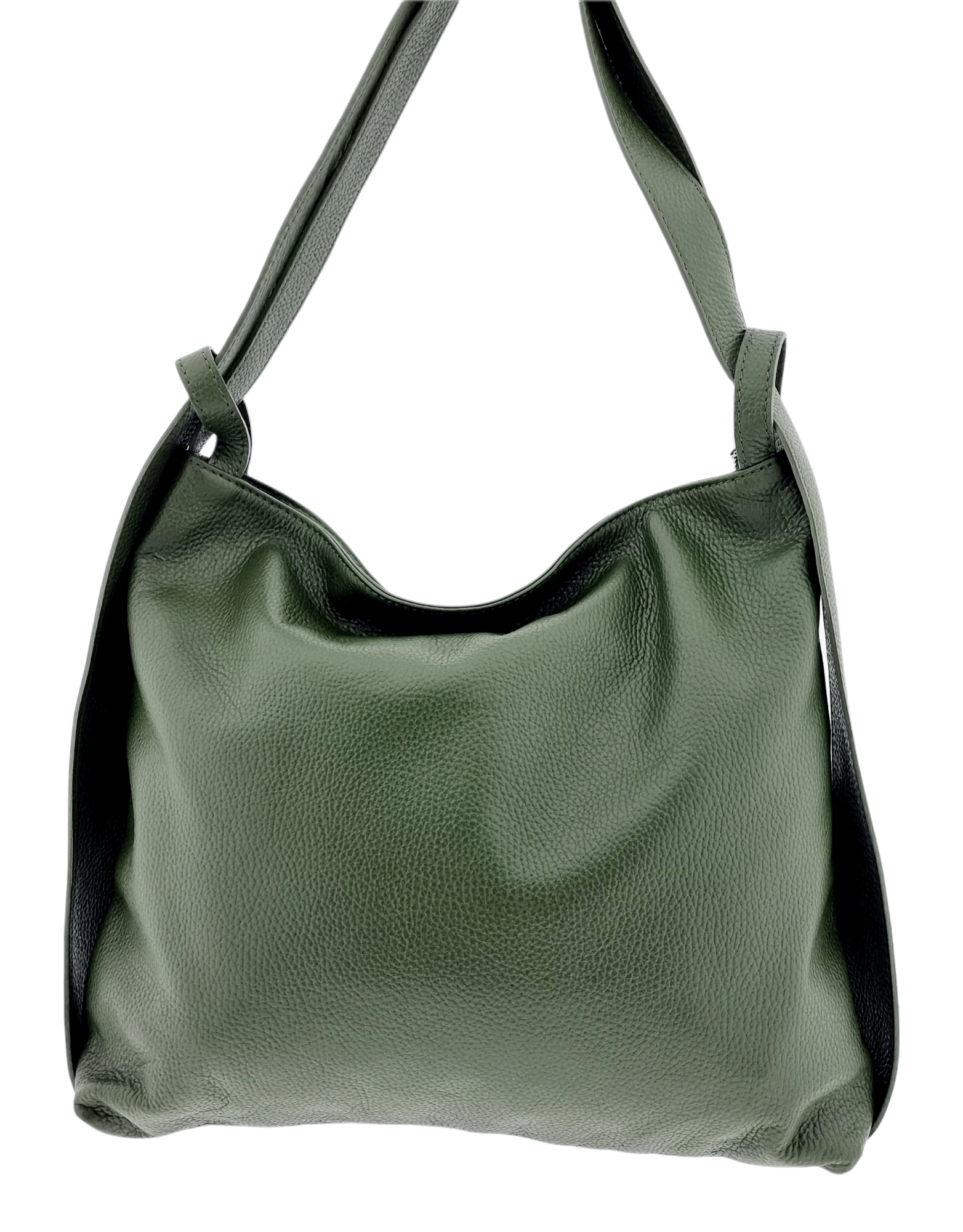 Italian Leather High Quality Large Leather Convertible Backpack -Ultimati- O Green Secondary image
