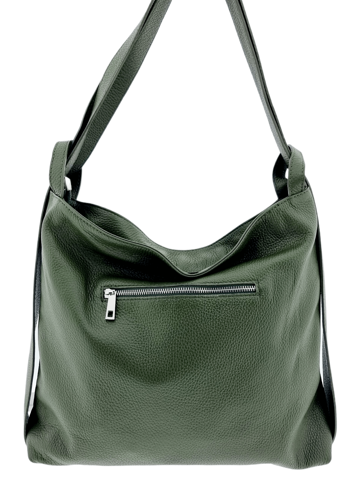 Italian Leather High Quality Large Leather Convertible Backpack -Ultimati- O Green Main image