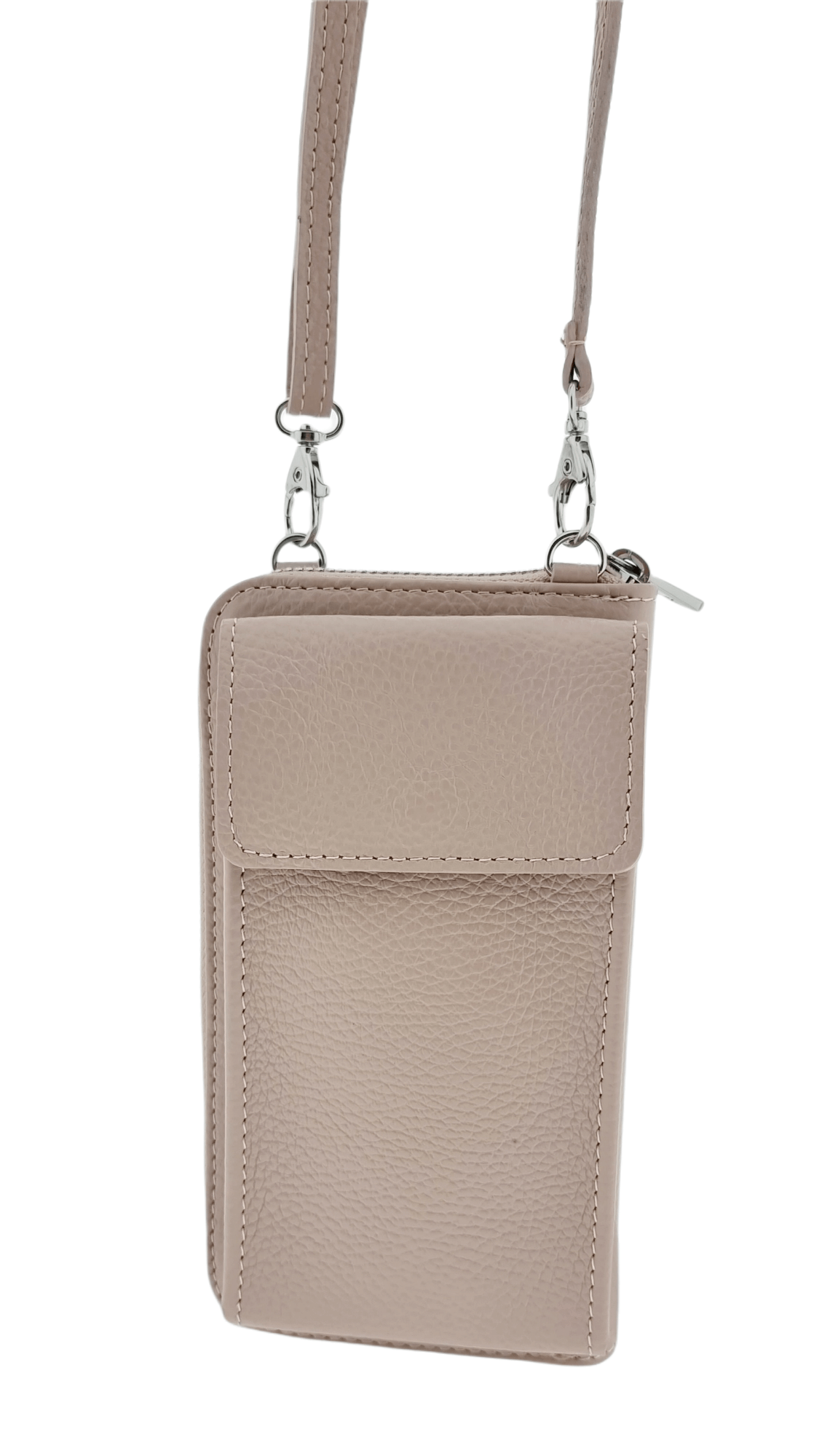 Italian Leather Cross Body Purse- Amy Nude Main image