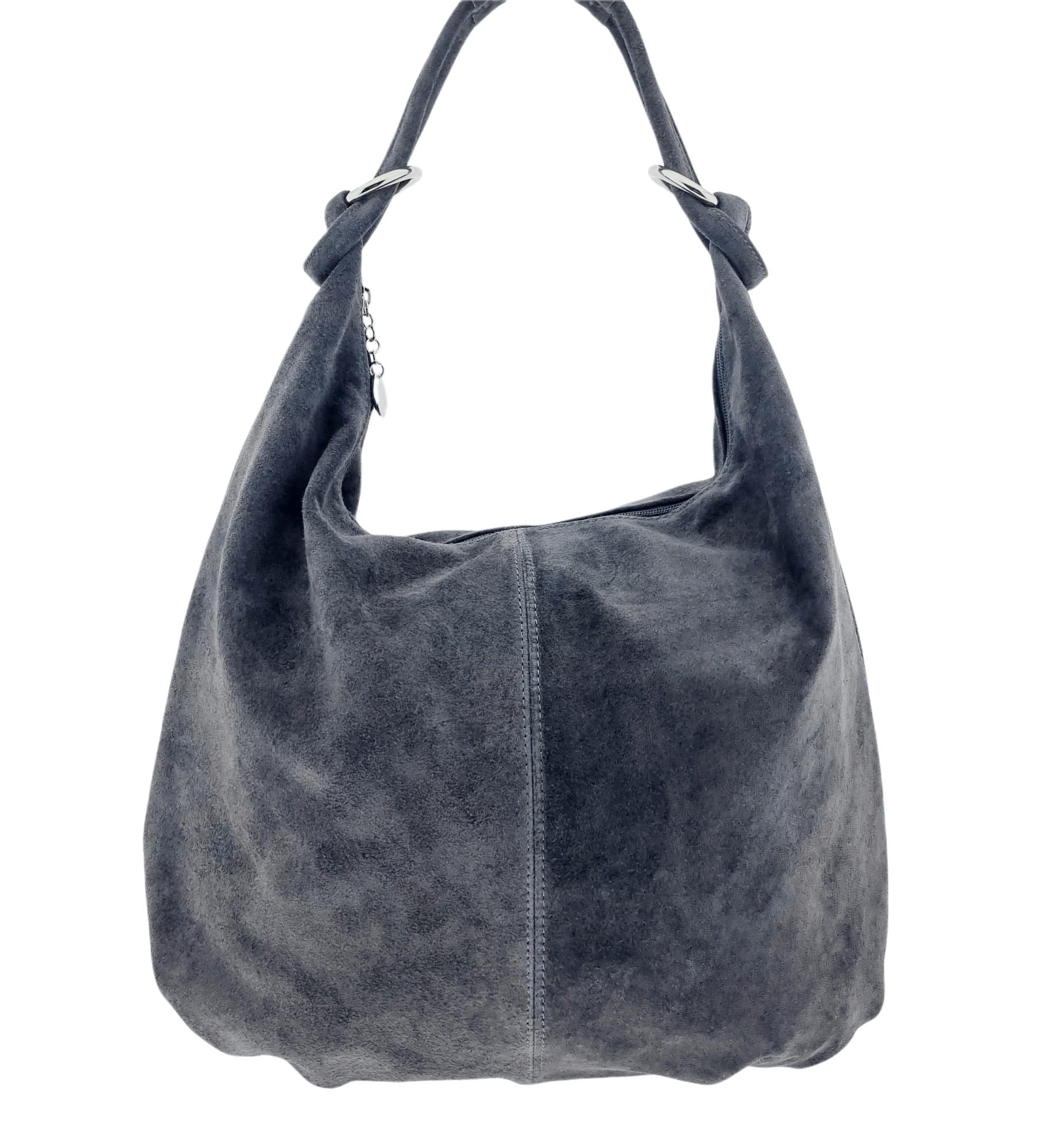 Italian Designer Suede Leather Slouchy Bag - Swolit Cosimo Dark Grey Secondary image