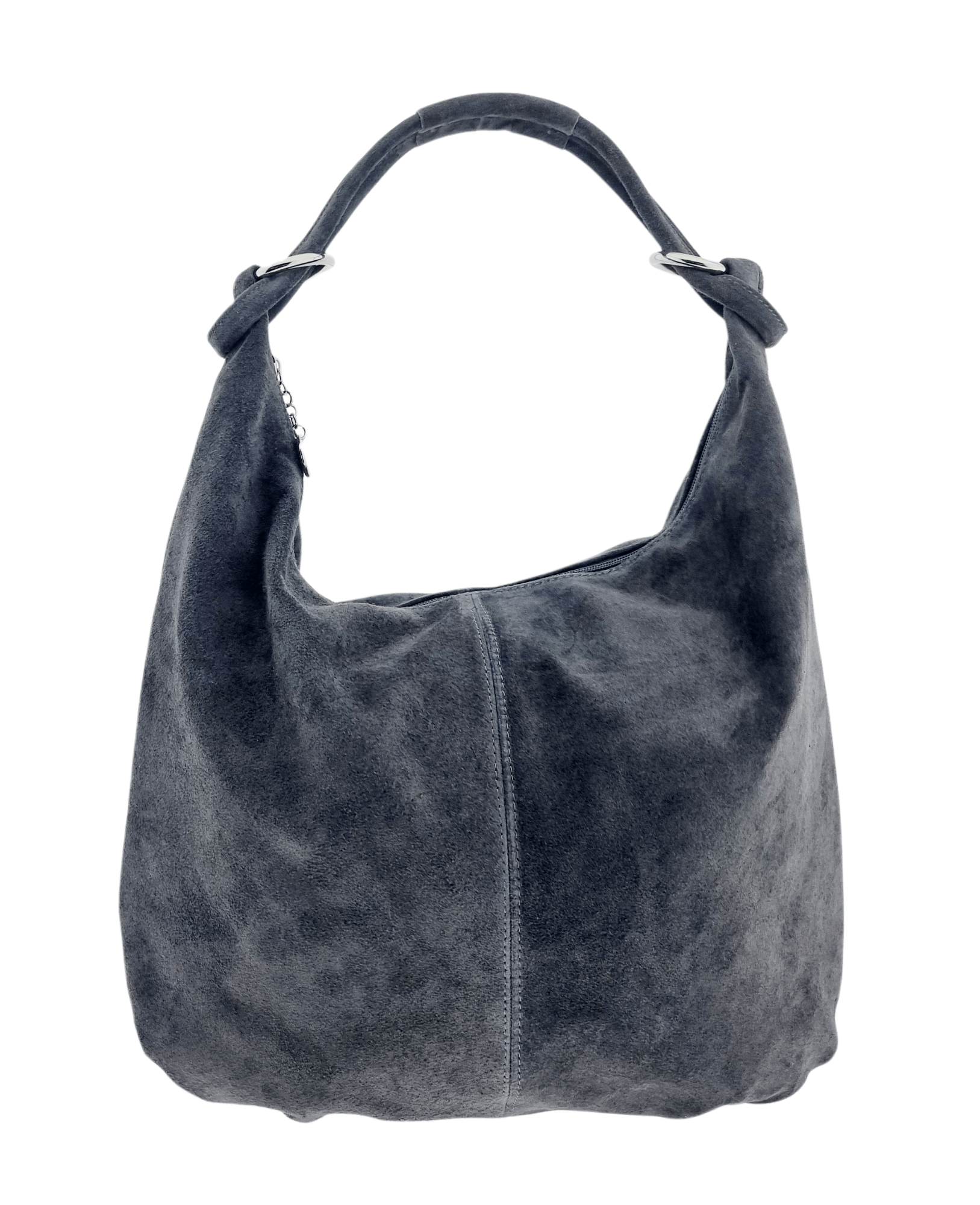 Italian Designer Suede Leather Slouchy Bag - Swolit Cosimo Dark Grey Main image