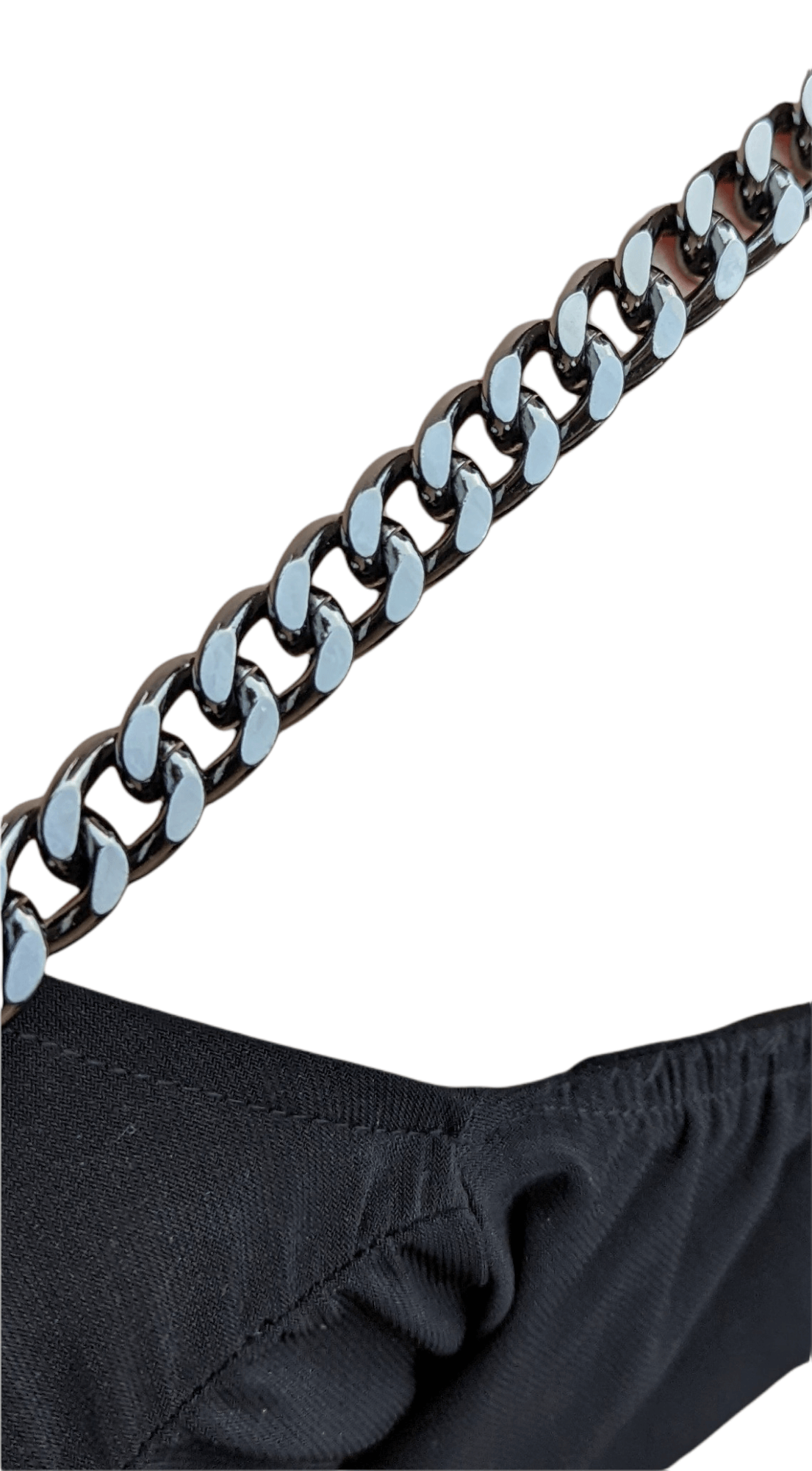 Italian Designer Soft Leather Snakeskin Print Chain Crossbody - Black