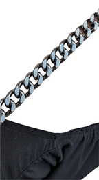 Italian Designer Soft Leather Snakeskin Print Chain Crossbody - Black