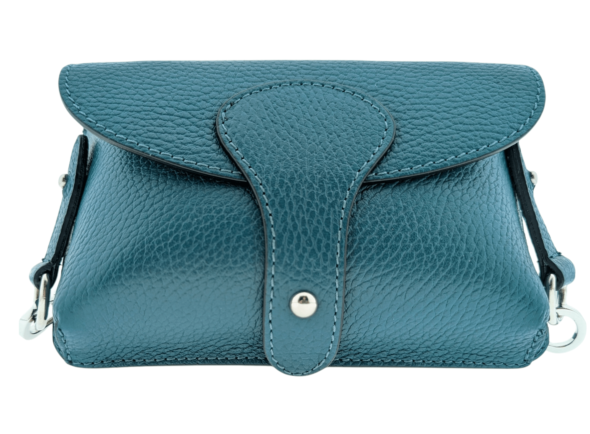 Italian Designer Leather Small Crossbody Wide Strap Bag Carina- Teal Main image