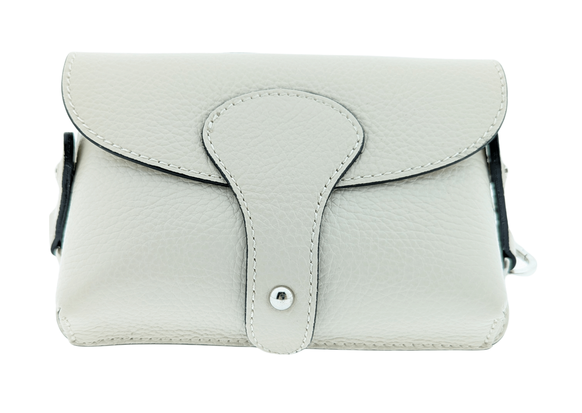 Italian Designer Leather Small Crossbody Wide Strap Bag Carina- Stone Off White Main image