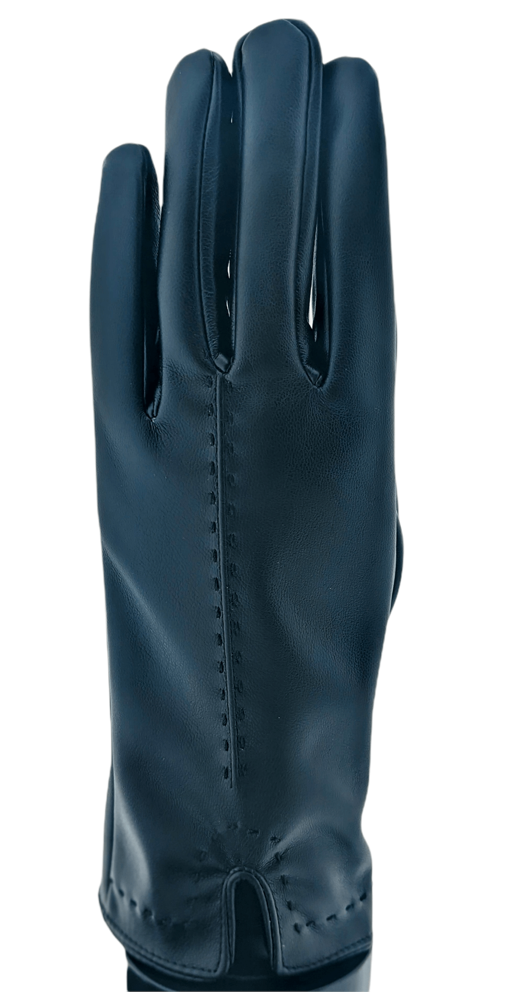 Womens Vegan Leather Gloves with Single Stitched Detailing - Black Secondary image