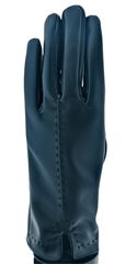 Womens Vegan Leather Gloves with Single Stitched Detailing - Black
