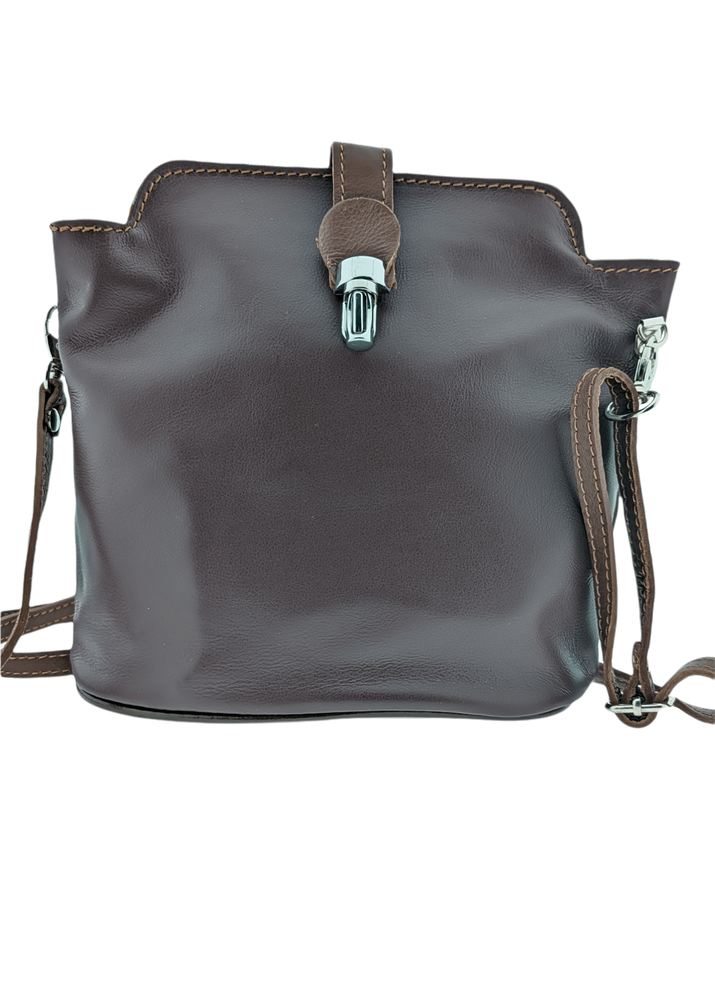 Italian Leather Crossbody Bag with Zip Pocket- Spalle Piccole- Burgundy Main image