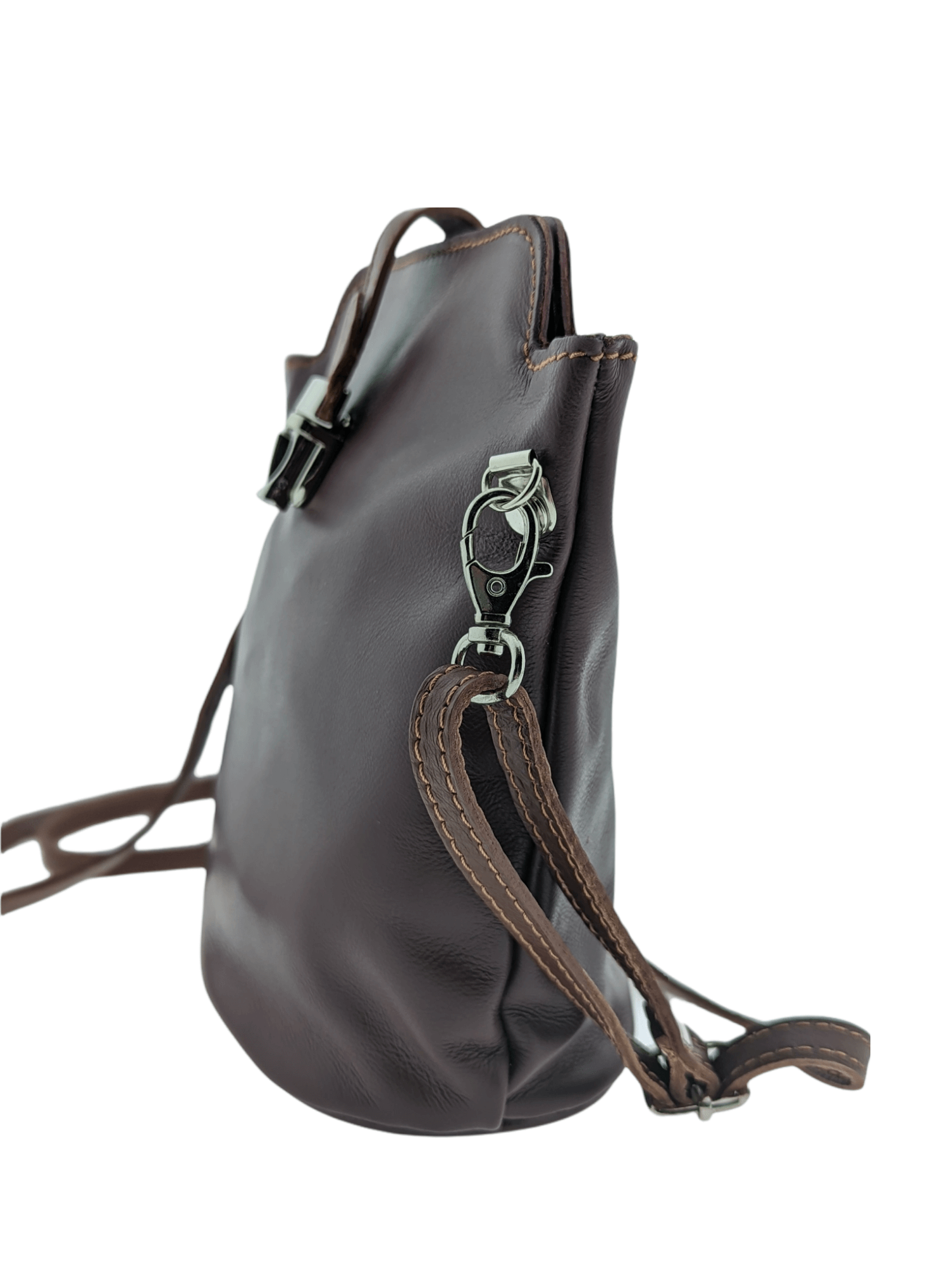 Italian Leather Crossbody Bag with Zip Pocket- Spalle Piccole- Burgundy Secondary image