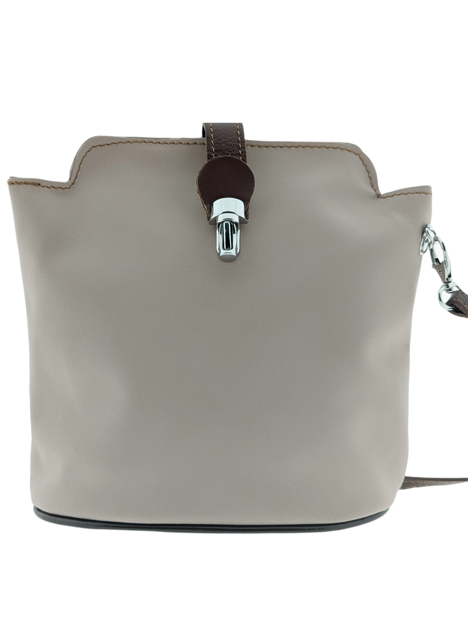 Italian Leather Crossbody Bag with Zip Pocket- Spalle Piccole- Nude Main image