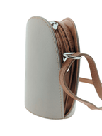 Italian Leather Crossbody Bag with Zip- Fresca- Nude