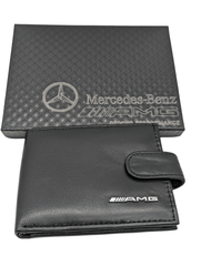 Swolit Merchandise Black Genuine Leather Mercedes Amg Wallet Swolit with Metal AMG, Gift Boxed